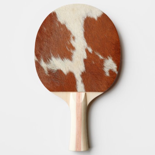 textuur van bruin en wit koeienhuid tafeltennisbatje (Achterkant)