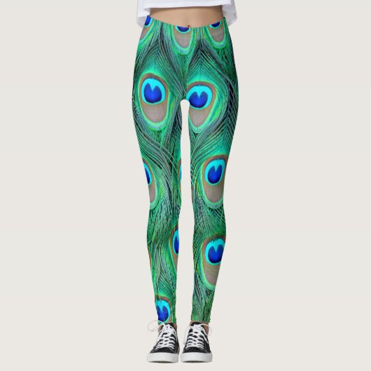 textuur van de leggings-pauw-plumage leggings (Voorkant)