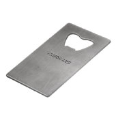 Textuur van geborsteld metaal kredietkaart flessenopener (Voorkant Gekanteld)