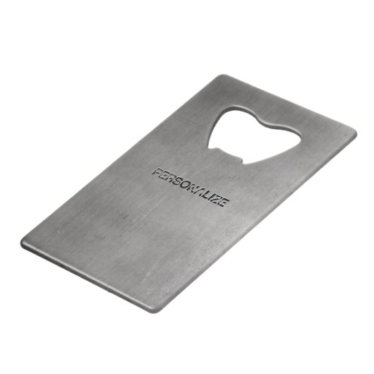 Textuur van geborsteld metaal kredietkaart flessenopener (Voorkant Gekanteld)