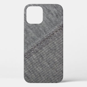 textuur van grijze weefsels met abstracte tekening iPhone 12 hoesje