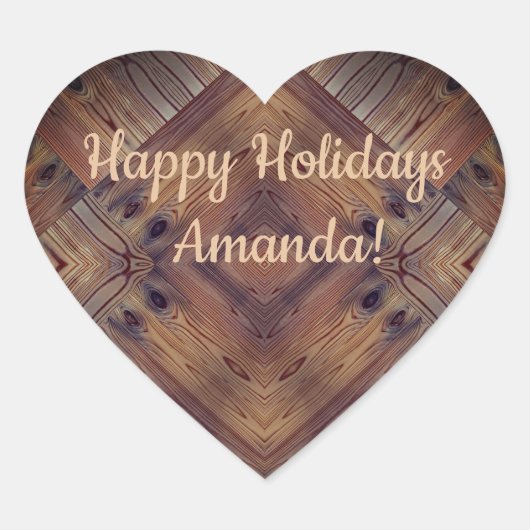 textuur van hout, natuurlijke achtergrondstructuur hart sticker (Voorkant)