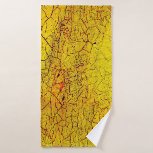 Textuur van oude gele verfgekraakte abstracte verf badhanddoek