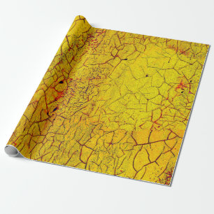 Textuur van oude gele verfgekraakte abstracte verf cadeaupapier