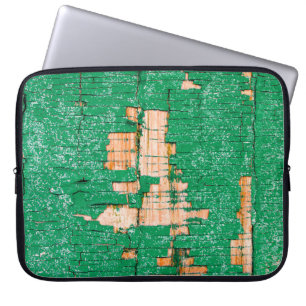 Textuur van oude houten omheining met schuurverf. laptop sleeve