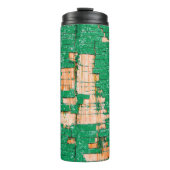 Textuur van oude houten omheining met schuurverf. thermosbeker (Voorkant)