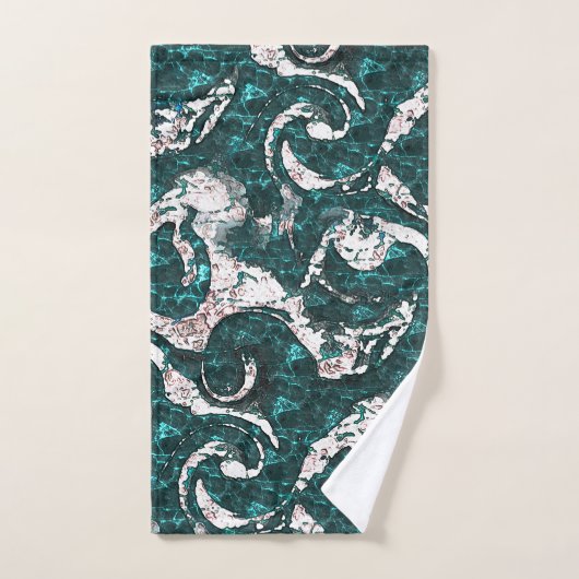 Textuur van witte vlekken gemengd in aquamarine me bad handdoek (Handdoek)