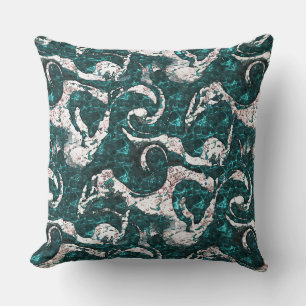 Textuur van witte vlekken gemengd in aquamarine me kussen