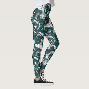 Textuur van witte vlekken gemengd in aquamarine me leggings