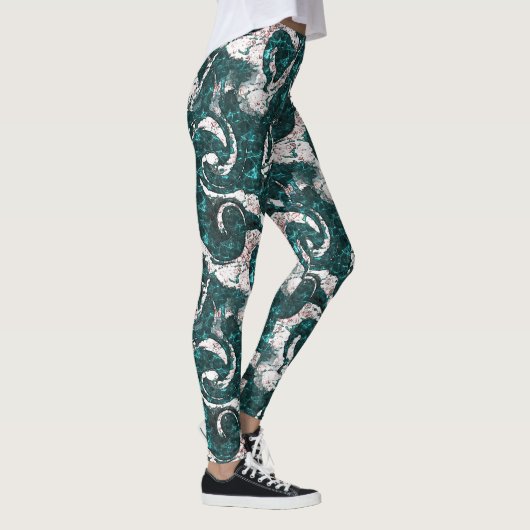 Textuur van witte vlekken gemengd in aquamarine me leggings (Rechts)