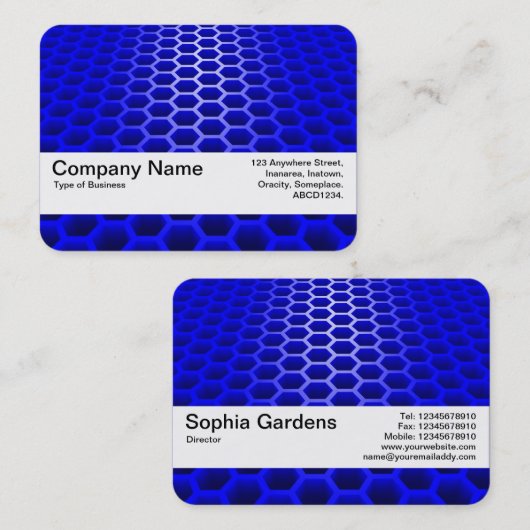 Textuurband V2 - Honeycomb Perspective Blue Visitekaartje (Voorkant / Achterkant)