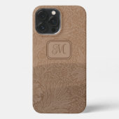 textuurstijl Gemengde bruine strepe Initiaal iPhone Hoesje (Achterkant)