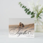 Tezamen script elegante 2 foto's slaan de datum op briefkaart (Staand voorkant)