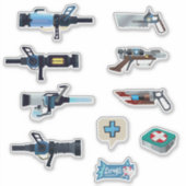 TF2 BLU medic arsenal sticker set (Voorkant)