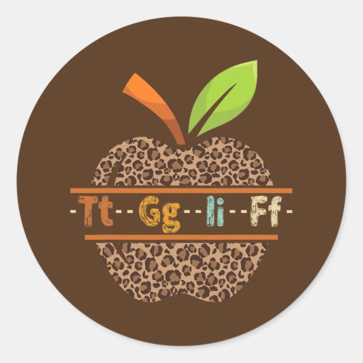 TGIF Leopard Apple School Teache  Ronde Sticker (Voorkant)