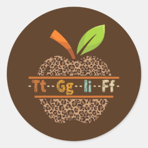TGIF Leopard Apple School Teache Ronde Sticker