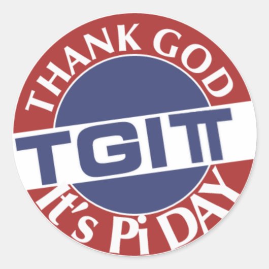 TGIPi Godzijdank zijn PI-dag 3.14 rood/blauw Logo Ronde Sticker (Voorkant)