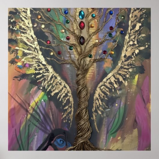 Th Divine Tree Of Life celestial wings and jewels  Poster (Voorkant)