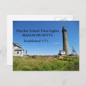 Thacher Island Twin Lights, Massachusetts Carte Po (Devant / Derrière)