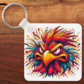 "Thad Mad Rooster" Double Sided Aluminum Keychain (Voorkant)