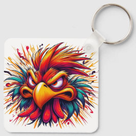 "Thad Mad Rooster" Double Sided Aluminum Keychain