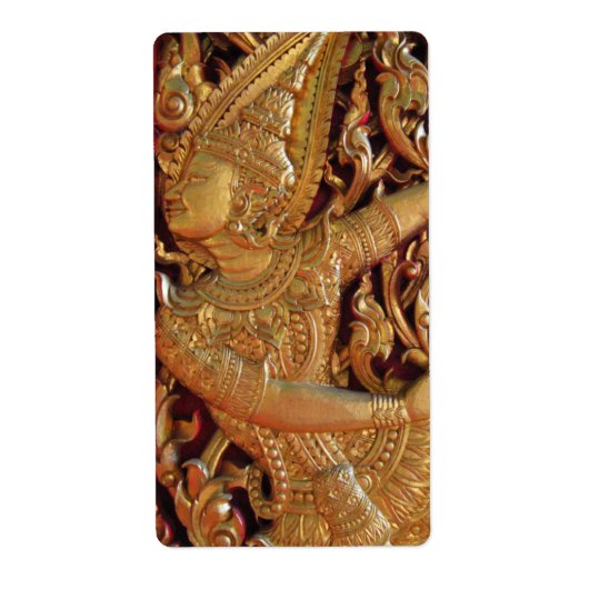 Thai Buddhist Temple Detail Etiket (Voorkant)