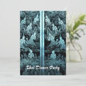 Thai Dinner Theme Party Invitation Blue Kaart (Staand voorkant)