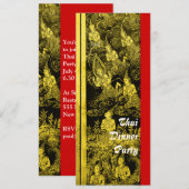 Thai Dinner Theme Party Invitation Gold Kaart (Voorkant / Achterkant)