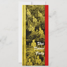 Thai Dinner Theme Party Invitation Gold Kaart
