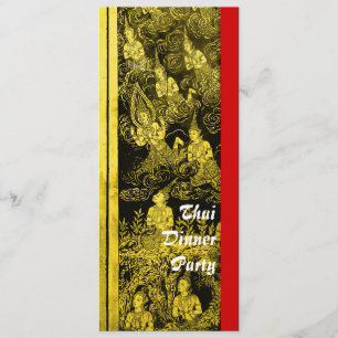 Thai Dinner Theme Party Invitation Gold Kaart