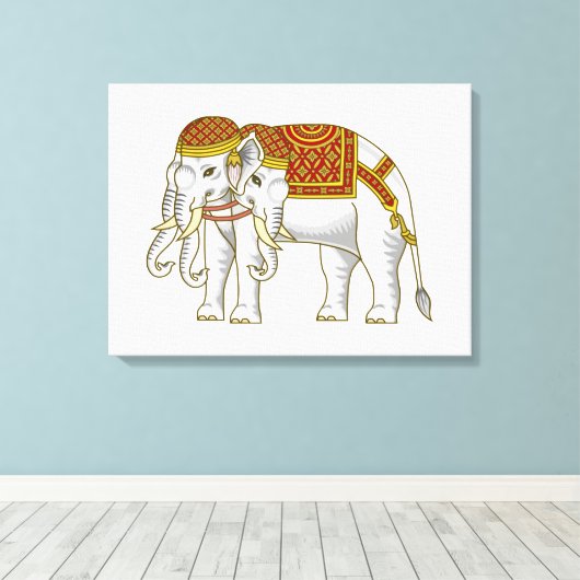 Thai Erawan White Elephant Canvas Afdruk (Insitu (Houten vloer))