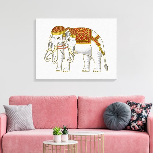 Thai Erawan White Elephant Canvas Afdruk (Insitu (Woonkamer))