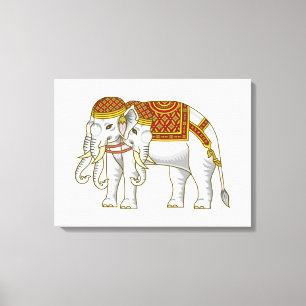 Thai Erawan White Elephant Canvas Afdruk