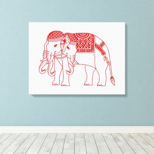 Thai Erawan White Elephant Canvas Afdruk (Insitu (Houten vloer))