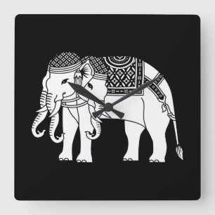 Thai Erawan White Elephant Vierkante Klok