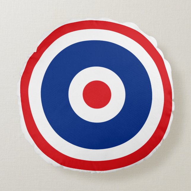 Thai Flag Roundel Target Rond Kussen (Voorkant)