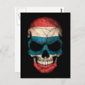 Thai Flag Skull op Black Briefkaart (Voorkant / Achterkant)