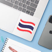 Thai Flag Wave Sticker (Laptop met iPhone)