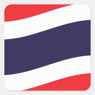 Thai Flag Wave Vierkante Sticker