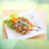 Thai Food Satay Chicken Skewer Thai Restaurant Raamsticker (Vel 3)