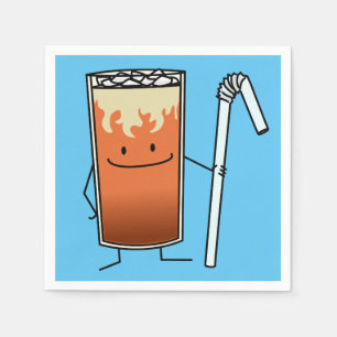 Thai Iced Tea & Bendy Straw Happy Drink Thailand Servetten