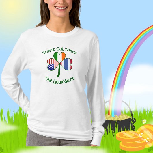 Thai Irish American Flags Shamrock Personalized T-shirt