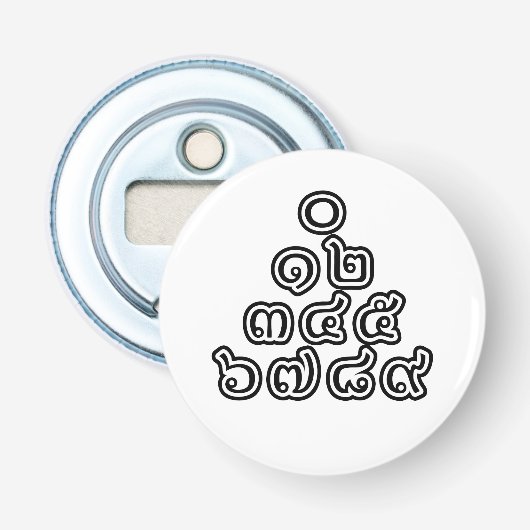 Thai Nummers piramid ♦ Thai Taalscript ♦ Button Flesopener (Voorkant)