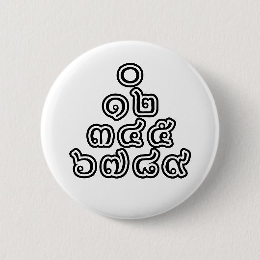 Thai Nummers piramid ♦ Thai Taalscript ♦ Ronde Button 5,7 Cm (Voorkant)