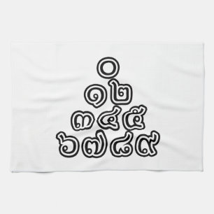 Thai Nummers piramid ♦ Thai Taalscript ♦ Theedoek