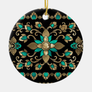 Thai Ornament - Goud en Blauwgroen