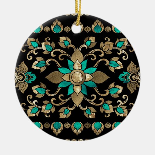 Thai Ornament - Goud en Blauwgroen (Voorkant)