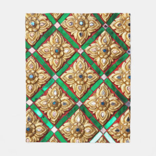 Thai pattern inside wall of Thai templethailand a Fleece Deken