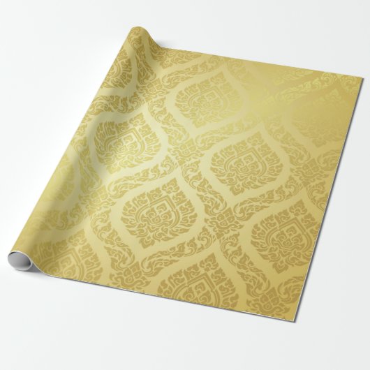 Thai Pattern opperste gouden ruggrondthai, patroon Cadeaupapier (Uitgerold)