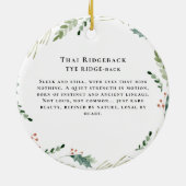 Thai Ridgeback Waterverf Dog | Monogram Keramisch Ornament (Achterkant)